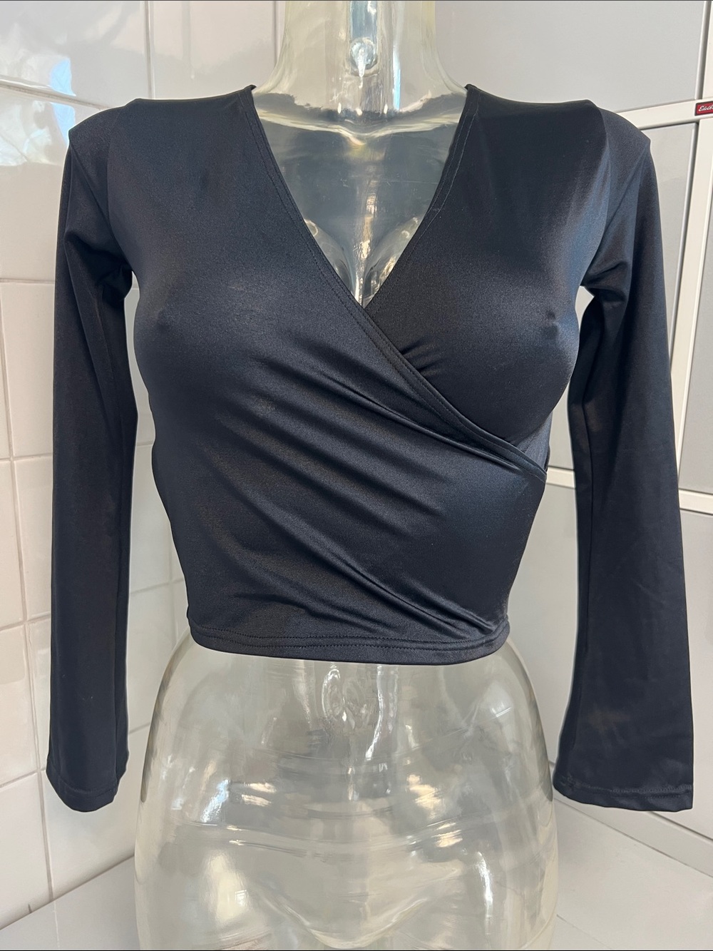 Bal Togs Spandex Wrap Front Bell Sleeve Ballet Top M NWT